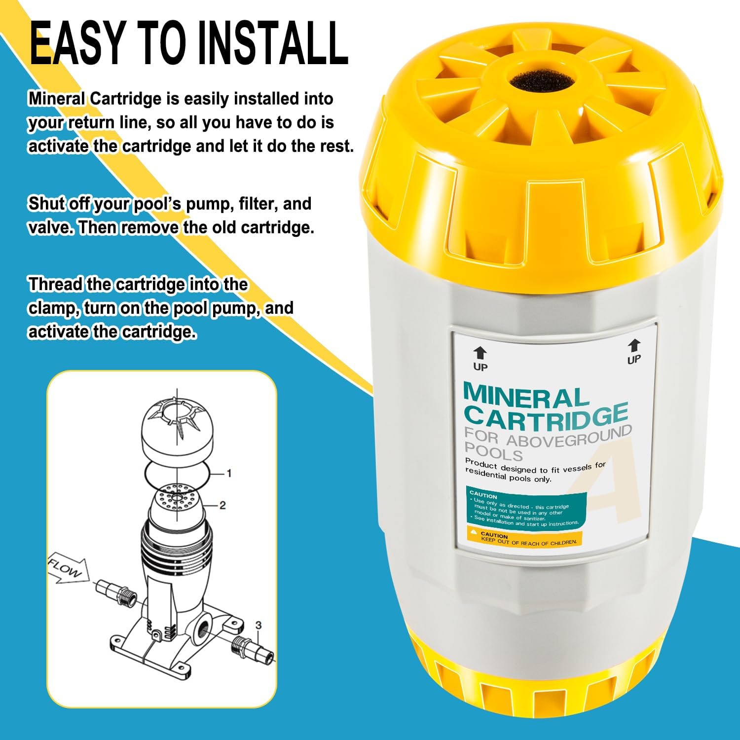 W28165 Mineral Cartridge Replacement Parts Kit Fit for Nature2 A30 Replacement Cartridge, for All Nature 2 Above Ground A Vessels, for Pools 5K to 30K Gallons (Except Limited)，Replace W28166, W26765