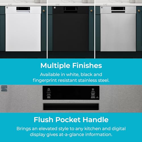 Kenmore 24" Built-In Stainless Steel Tub Dishwasher with SmartWash, Smart Dry, and MoreSpace Adjustable Rack, Energy Star Certified, Fingerprint Resistant Stainless Steel