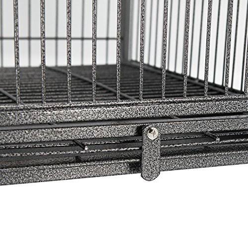 PawHut 22x22 Heavy Duty Wrought Iron Travel Bird Cage Carrier with Handle Perch and Accessories - Black