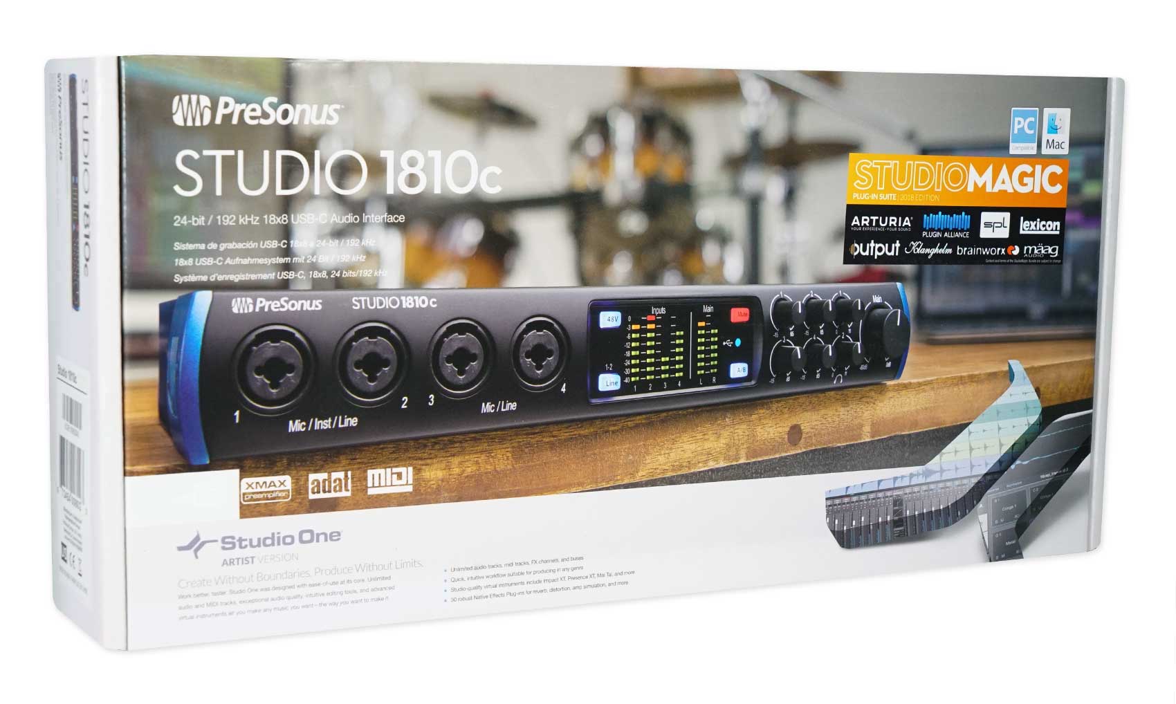 Presonus STUDIO 1810C 18x8 USB-C Audio Recording Interface +Mic and Vocal Shield