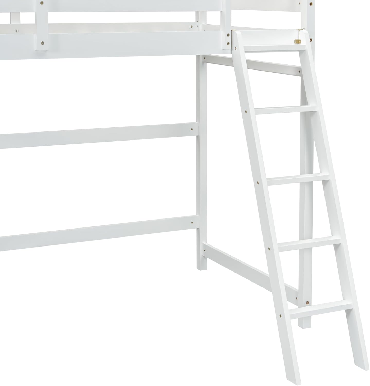 Twin Size High Loft Bed with Ladder Safety Guardrail,Wooden Loft Bed Frame for Kids/Teens,Space-Saving Design for Boys/Girls Bedroom,Easy Assemble,No Box Spring Needed,White