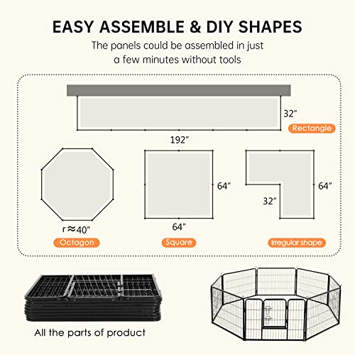 BestPet Dog Playpen Indoor 40 inch 16 Panels Metal Dog Pen Pet Dog Fence Outdoor Exercise Pen with Doors,Pet Puppy Playpen for RV Camping Yard, Black
