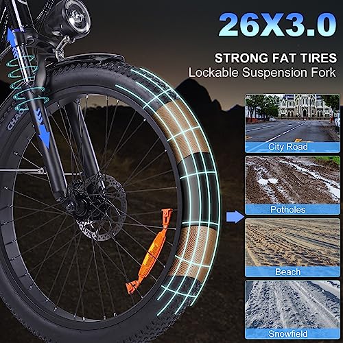 Electric Bike for Adults, 1200W Peak 30MPH Electric City Cruiser Bicycle, 26" x 3.0 Fat Tire Step-Thru Ebike with 48V 16AH/14.5AH Removable Battery, 7-Speed Folding Electric Commuter Bike