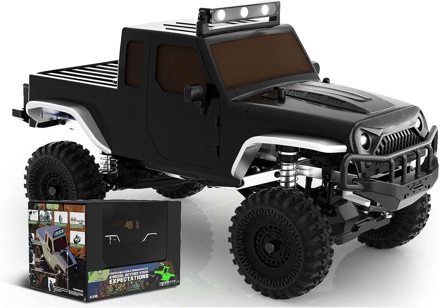 RC Rock Crawler 4x4,RC Crawler 1/18 Panda Hobby 4WD Off Road RC Cars,RTR Remote Control Car for Adults,1:18 Scale RC Truck Cruiser Vehicle,Waterproof All Terrains Hobby RC Model Car,Tetra18 X1T,Gray