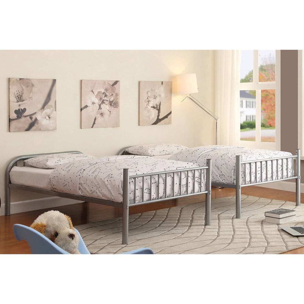 Furniture of America Linden II Twin Over Twin Metal Bunk Bed (Black)