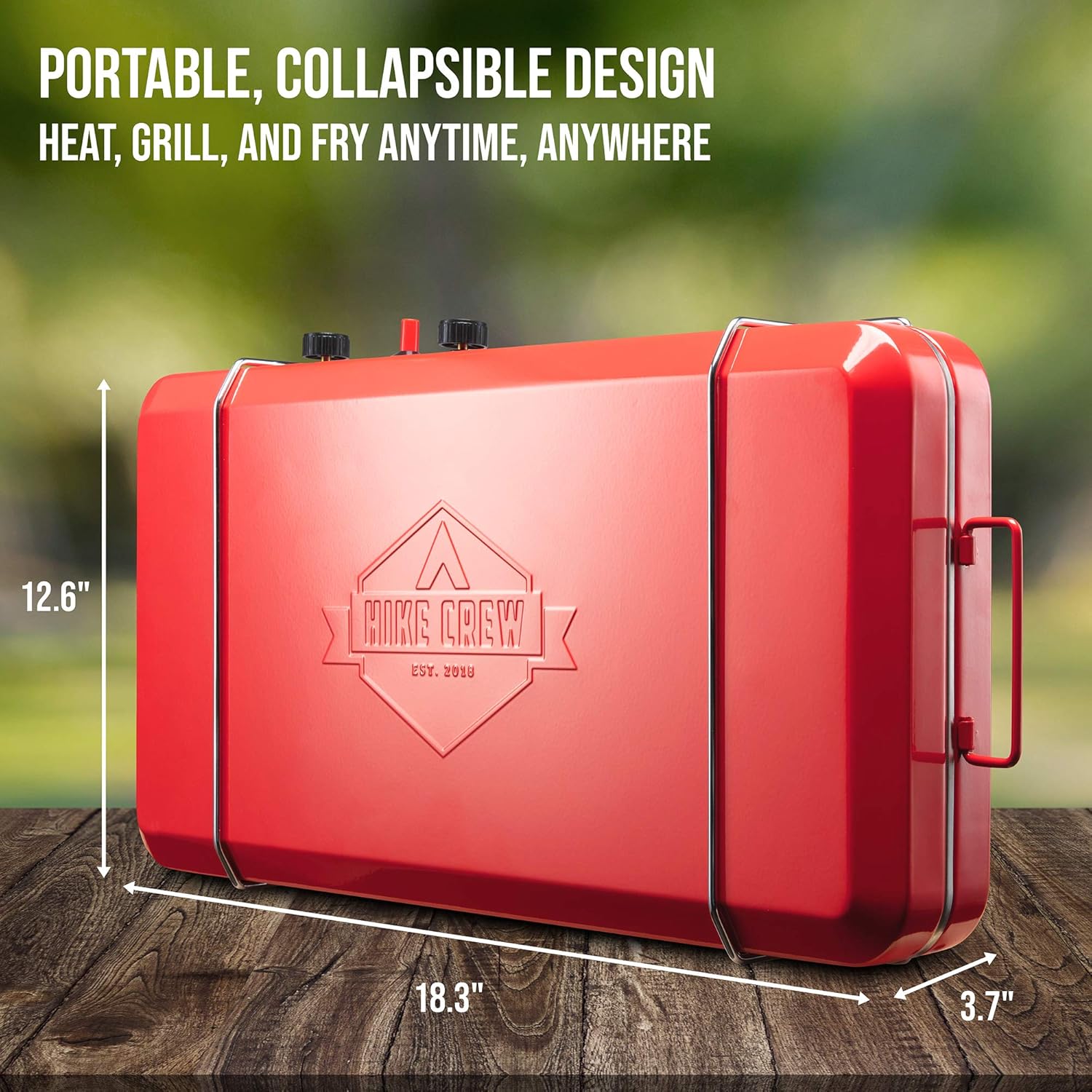 Hike Crew Gas Camping Stove | Portable Double Propane Burner | Built-in Carrying Handle, Foldable Legs & Wind Panels | Includes Regulator Tube Pack of 2