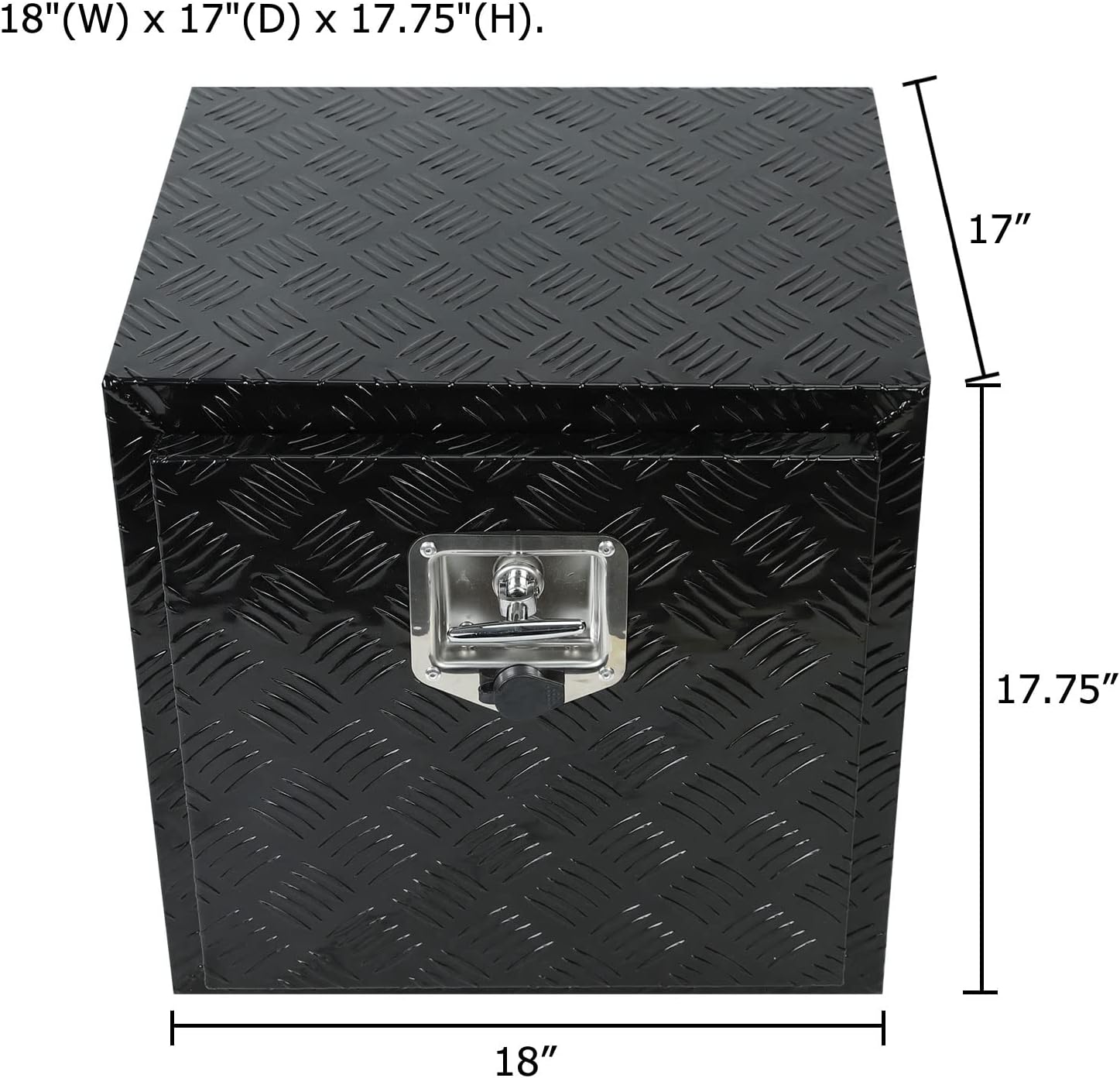 18X17X17.75 Black Aluminum 5 Bar Tread Tool Box Truck Car Outdoor Trailer Pickup Underbody Toolbox,RV Storage Organizer，Underbed Tools Organizer W/Lock Latch w/Keys