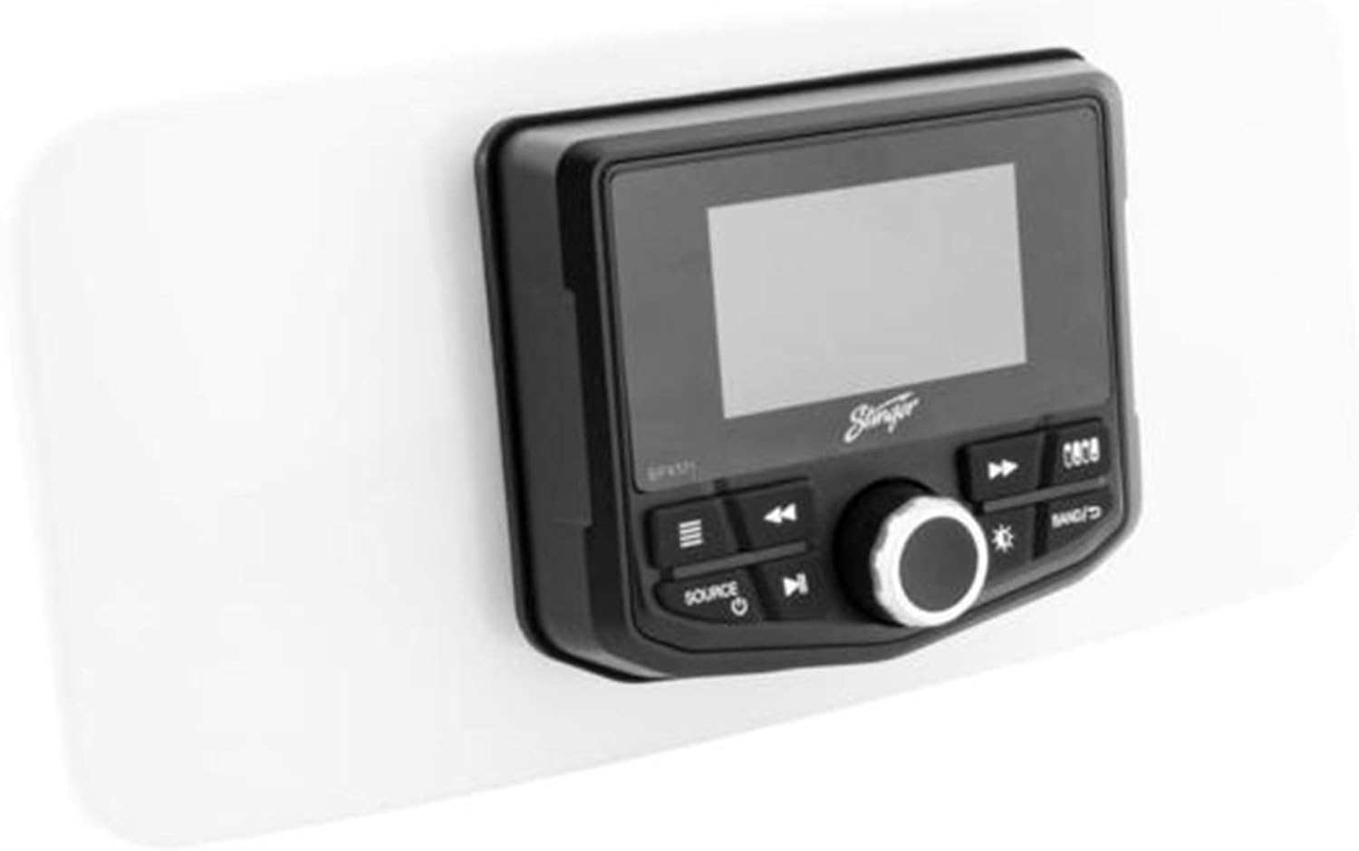Kicker KMC4 Waterproof Radio with Stinger Marine SEADASH3W Universal Marine 3" Radio Dash Kit - White