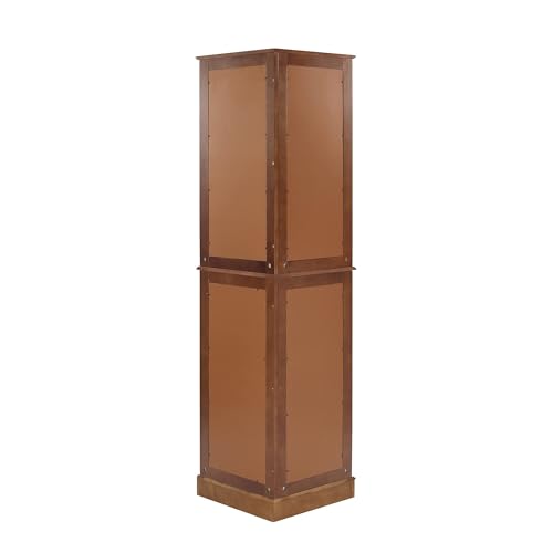 Corner Curio Cabinet with Lights, Glass Display Cabinet with Adjustable Tempered Glass Shelves & Mirrored Back, Walnut (Light Bulb Not Included)