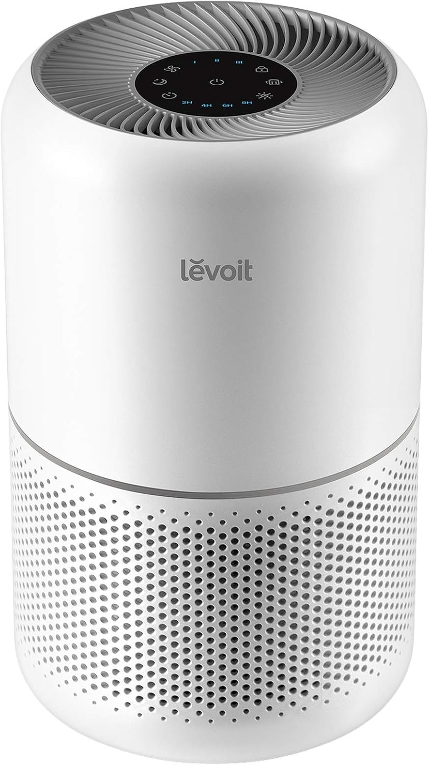 LEVOIT Air Purifiers, White & Air Purifiers for Bedroom Home, HEPA Filter Cleaner, White & Air Purifier for Home Allergies Pets Hair in Bedroom, HEPA Filter, White