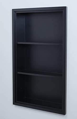 14x24 Sloane Recessed Wall Niche Medicine Cabinet Replacement, In the Wall Bathroom Cabinet Insert Shelf/Shelves, Made in North America, REAL WOOD, NO MDF, Dark Brown Plain Back