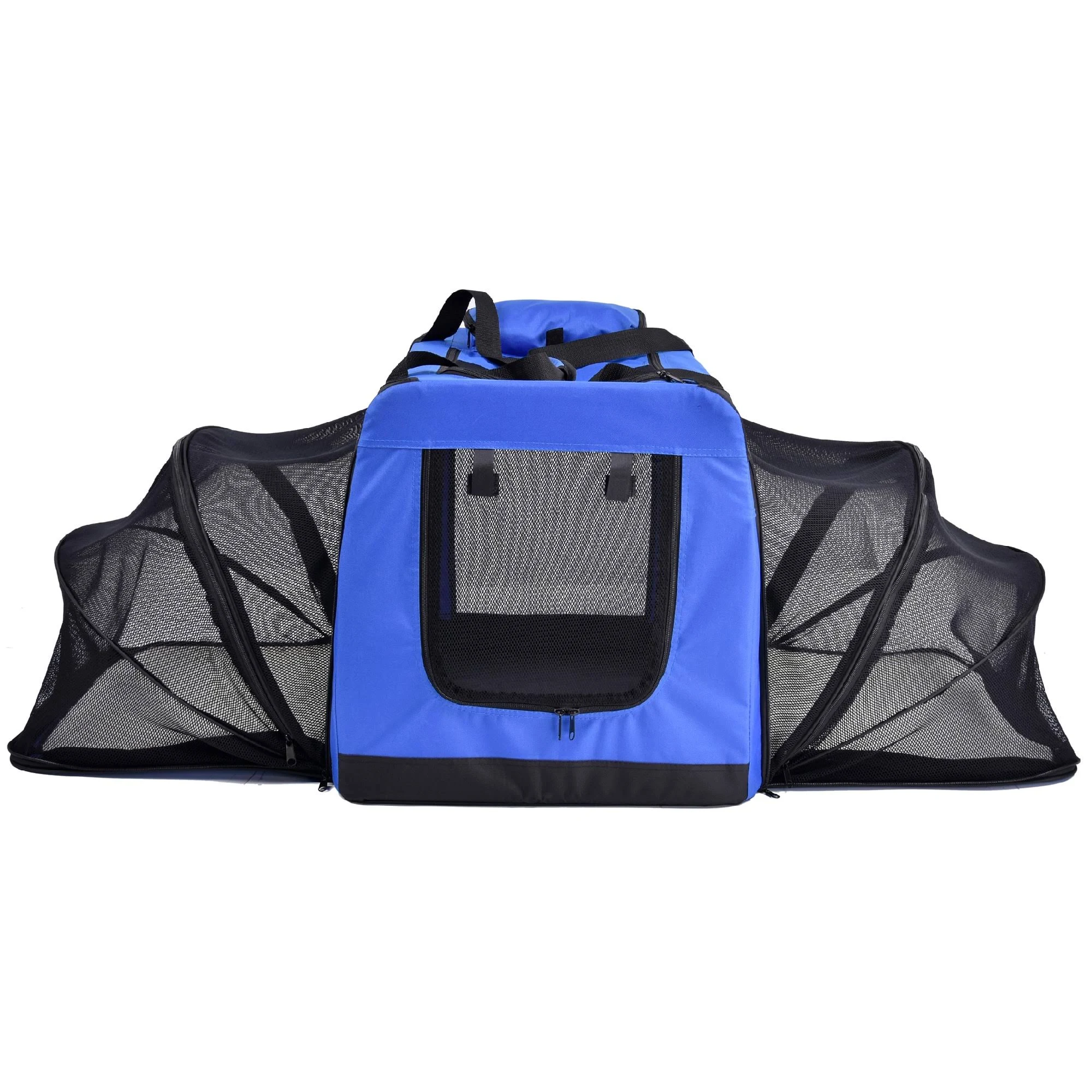 Pet Life &Hounda Accordion& Metal Framed Soft-Folding Collapsible Dual-Sided Expandable Pet Dog Crate (X-Large - Blue)