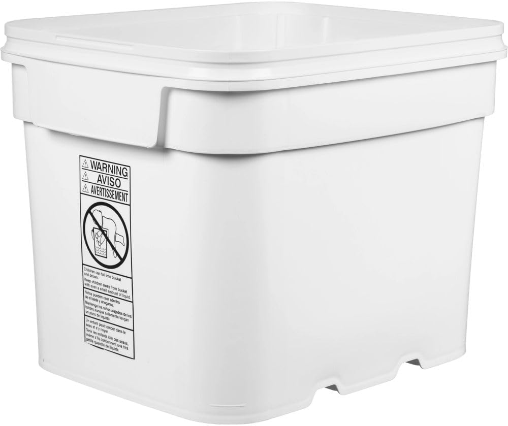 8 gal.Square Bucket and with re-closeable hinged lids, recessed Handle, Ez Stor ®, 6 Pack
