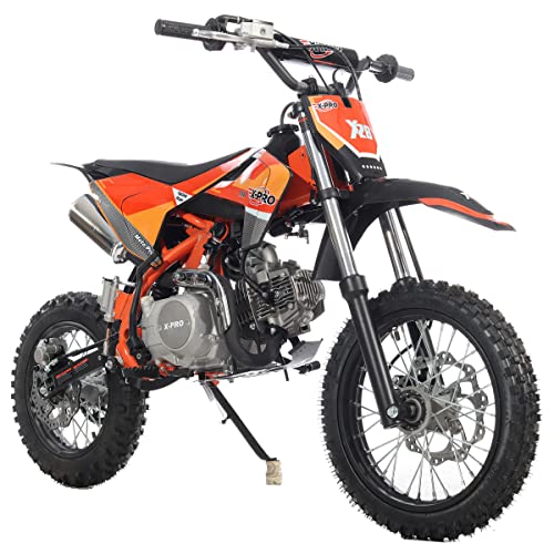 X-PRO 110cc Dirt Bike with Semi-Automatic Transmission, Kick Start, Big 14"/12" Tires! (Orange)
