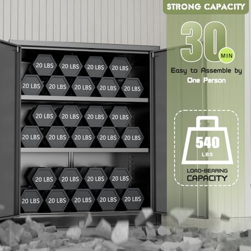 Incbruce 72” Metal Storage Cabinet, Garage Cabinets and Storage System with Doors and Shelves, Tall Lockable Tool Cabinet for Garage, Office, Home (Black)