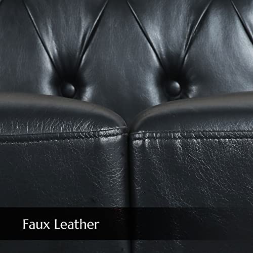 Chesterfield Velvet Sofas for Living Room, Traditional Square Arm 3-Seater Sofa 82.5" Couch Deep Button Nailhead Tufted Blue Upholstered Couches Removable Cushion Easy to Assemble