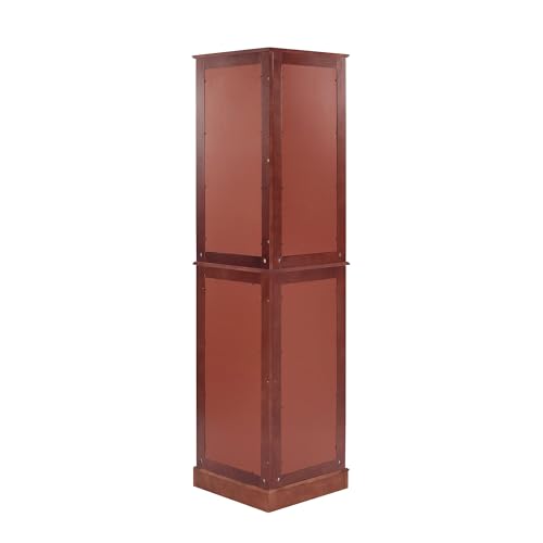 Knocbel Classic 72" Tall Corner 6-Shelf Curio Cabinet with Tempered Glass Doors and Adjustable Storage Shelves, Free Standing Display Showcase Bookshelf for Living Room Bedroom Home Office (Cherry)