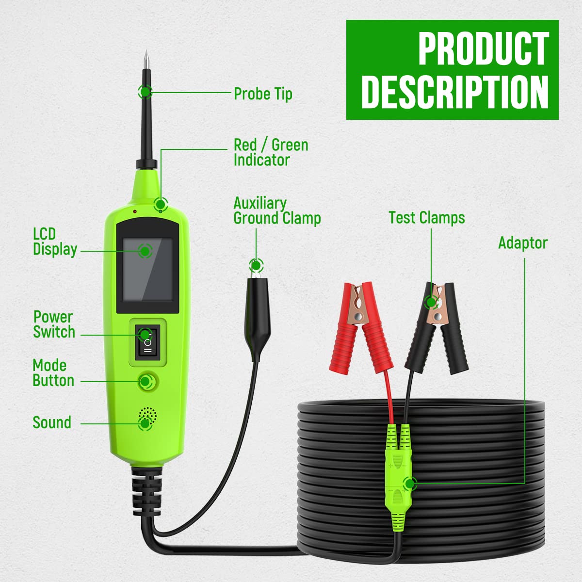 AUTOAND Automotive Power Probe Circuit Tester Kit with LED Display Car Electrical System Diagnostic Tool for 12V/24V Vehicles Pack of 2