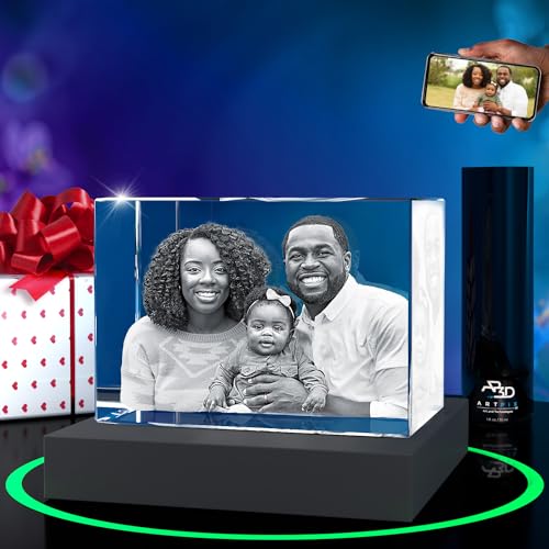 ArtPix 3D Premium Crystal Photo, Personalized Gifts for Mom, Women, Wife, Men, Her, Husband,Grandma, Great Customized Gift With Your Own Photo, Custom Birthday 3D Picture Rectangle, Couples Gifts