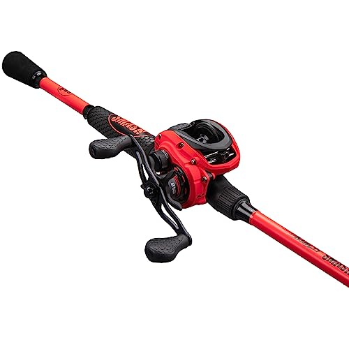 Lew's MACH Smash Baitcast Reel and Fishing Rod Combo, IM6 Graphite Blank Fishing Rod, Split Grip Winn Dri-Tac Handle, Fluorescent Red