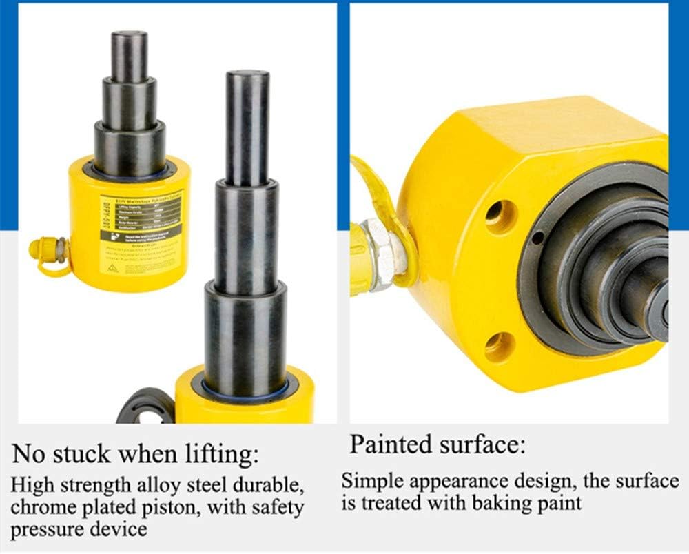 NEWTRY 20 ton Hydraulic Ram Jack Multi-Section Stoke 200mm(8inch) Short Type Protable Hydraulic Cylinder Industrial Lifting Jack, not for Car (20T)