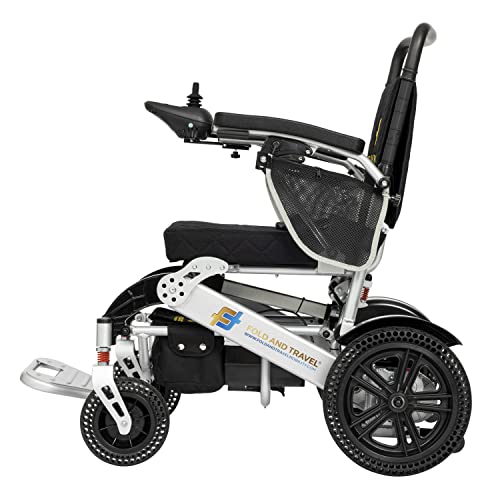Auto Folding Lightweight Electric Wheelchairs for Adults Foldable Power Wheelchair (Silver)