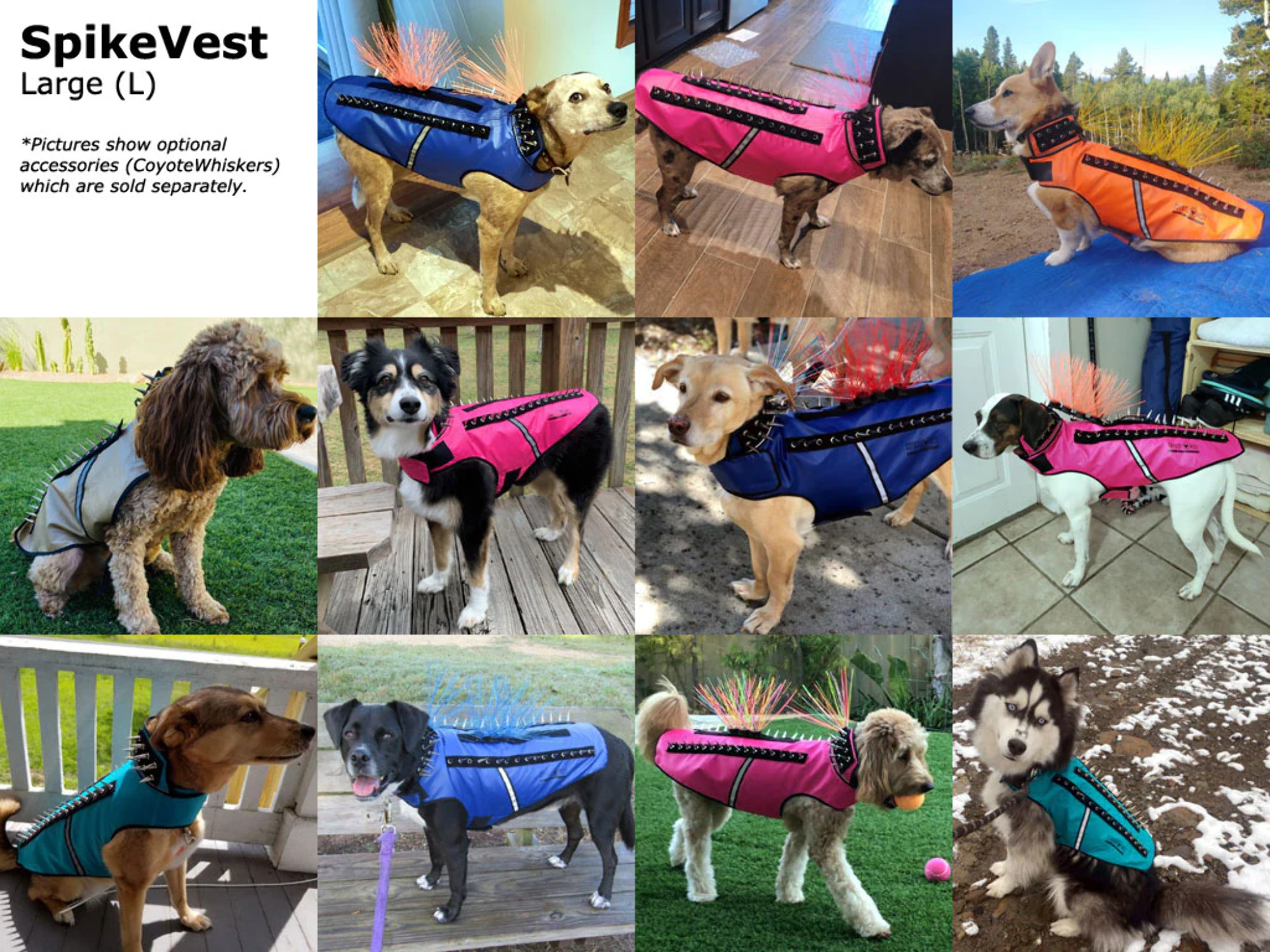 CoyoteVest SpikeVest Dog Harness Vest, Reflective Dog Accessories with Spikes to Shield Your Pet from Raptor and Animal Attacks- Proudly Made in America XX-Small