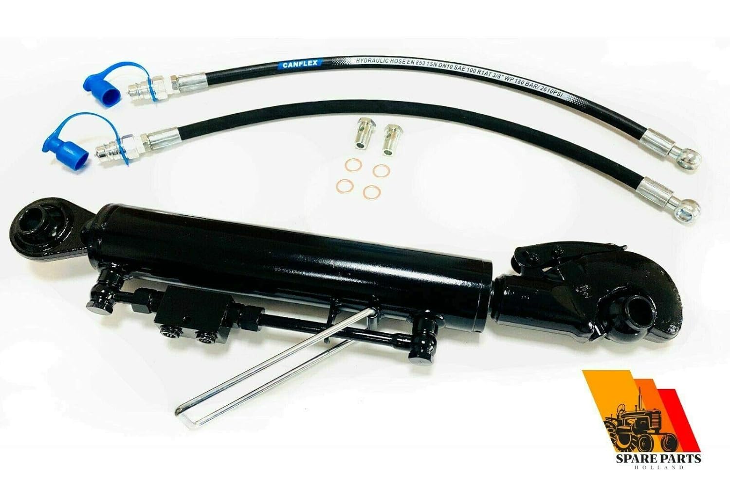 Hydraulic Top Link Cat. 2 + 2 Catch Hooks 23 5/8” - 34 5/8” Locking Block Hoses Stroke 11”