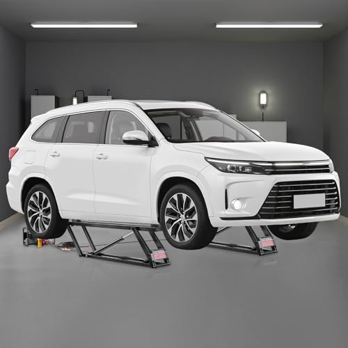 VEVOR Car Lift, 7000 lbs Capacity Car Lifts for Home Garage, 3-Level Adjustable with 29.4" Lift Height & Remote Control, Auto Lock Portable Car Lift with 4 Rubber Pads & 4 Lifting Columns