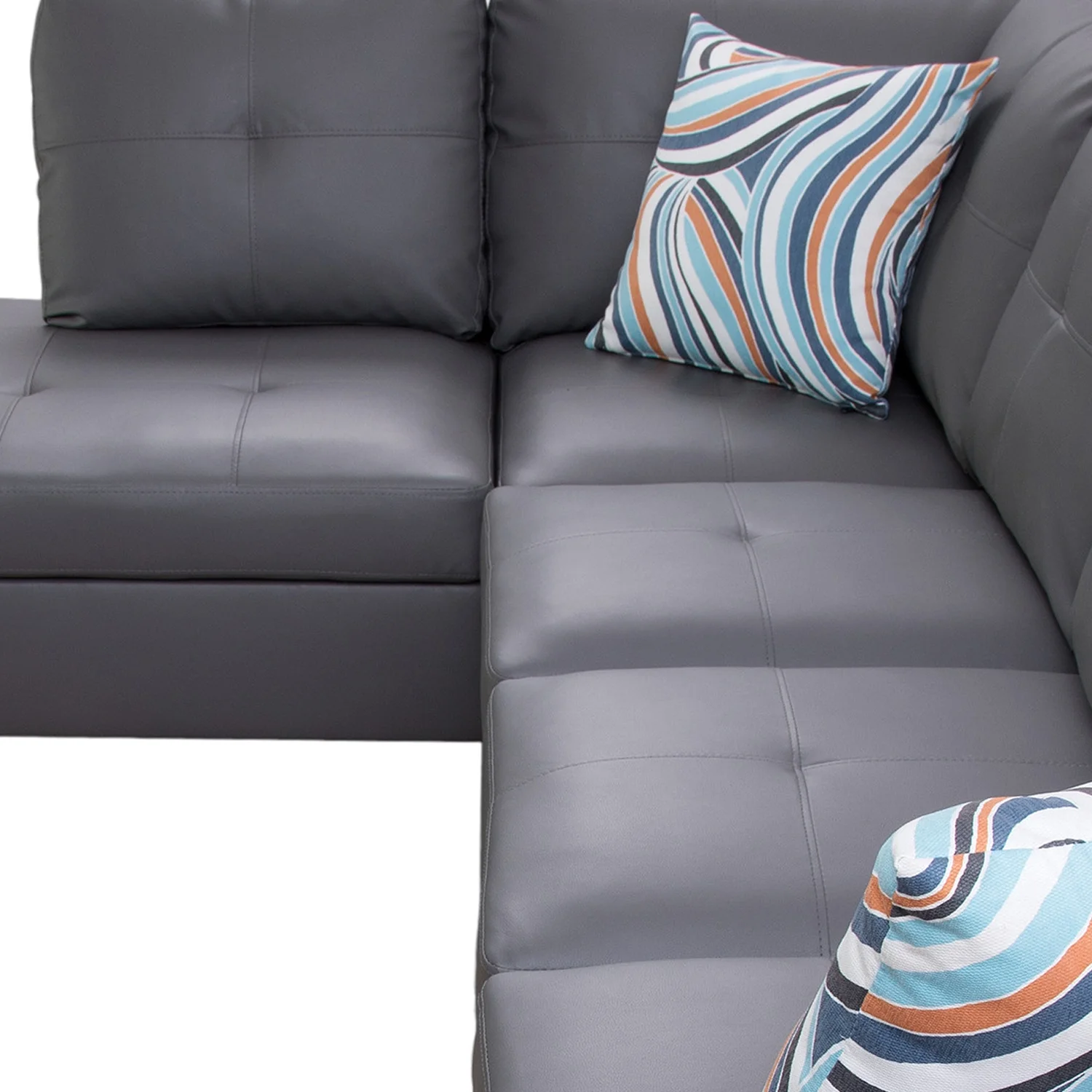 PonLiving Sectional Sofa Couch, L-Shaped 3-Piece Couch Living Room Sofa Set for Small Space, Apartment, Loft, Office, Right Hand Facing, Dark Grey