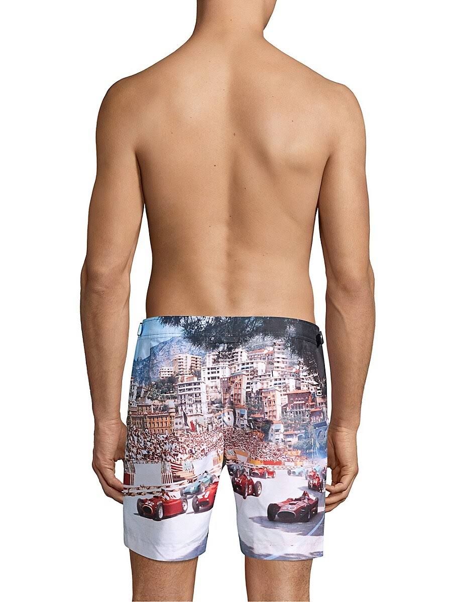 Men&s Orlebar Brown Bulldog Photographic Swim Trunks, Size 28 - Blue