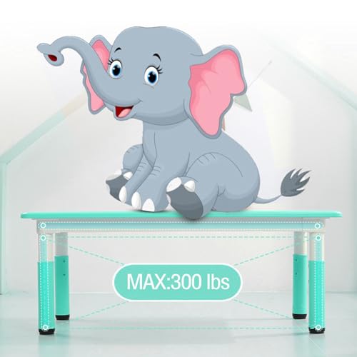 Kids Table and Chairs Set, Height Adjustable Desk With 6 Seats for Ages 2-10,Arts & Crafts Table,Graffiti Desktop, Non-Slip Legs, Max 300lbs, Children Multi-Activity Table for Classrooms,Daycares,Home