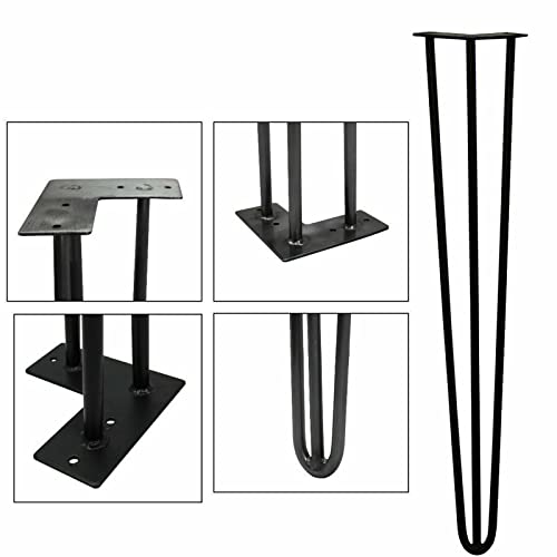 10Inch Hairpin Legs, Heavy Duty Hairpin, Metal Table Legs Home DIY Furniture Black 2-Rod Mid-Century Modern Style Legs
