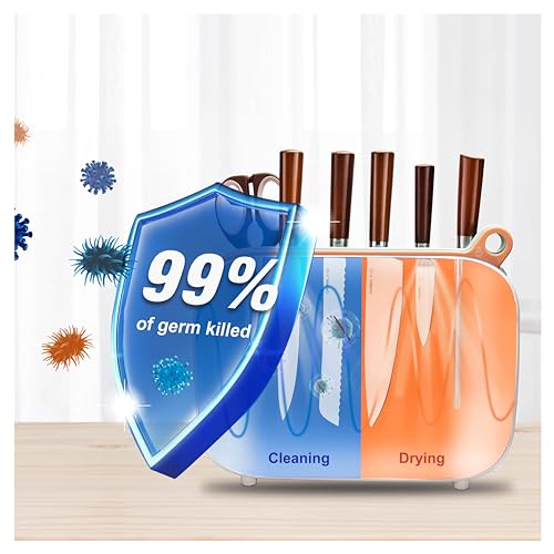 Charmline Smart Cutting Board and Knife Set With Holder, Self Cleaning Cutting Board Set Color Coded Chopping Boards…
