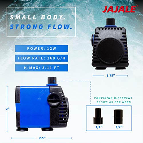 JAJALE Submersible Water Pump Ultra Quiet For Pond,Aquarium,Fish Tank,Fountain,Hydroponics