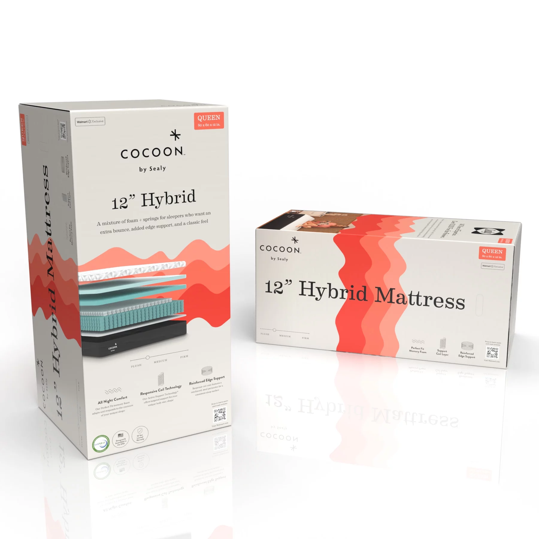 Cocoon by Sealy 12" Medium Hybrid Mattress in a Box, Adult, Full