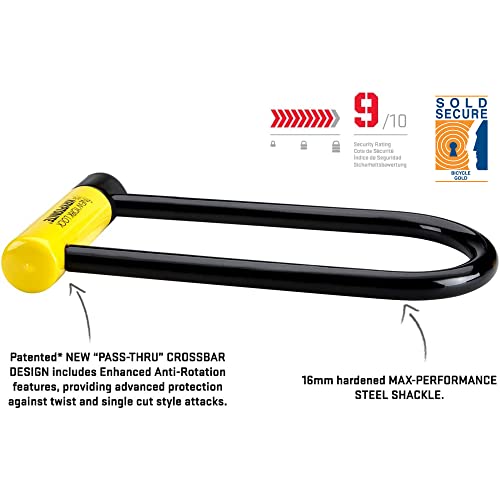 Kryptonite New York LS Bike U-Lock, Heavy Duty Anti-Theft Security Bicycle Lock Sold Secure Gold, 16mm Long Shackle with Keys, Ultimate Security Lock for Bicycles E-Bikes Scooters