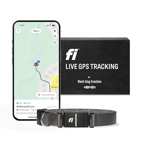 Fi Series 3 Smart Dog Collar - GPS Dog Tracker and Activity & Health Monitor, Waterproof, LED Light, Escape Alerts, Nationwide Coverage [Free 1 Year Membership] (Pink, Medium)