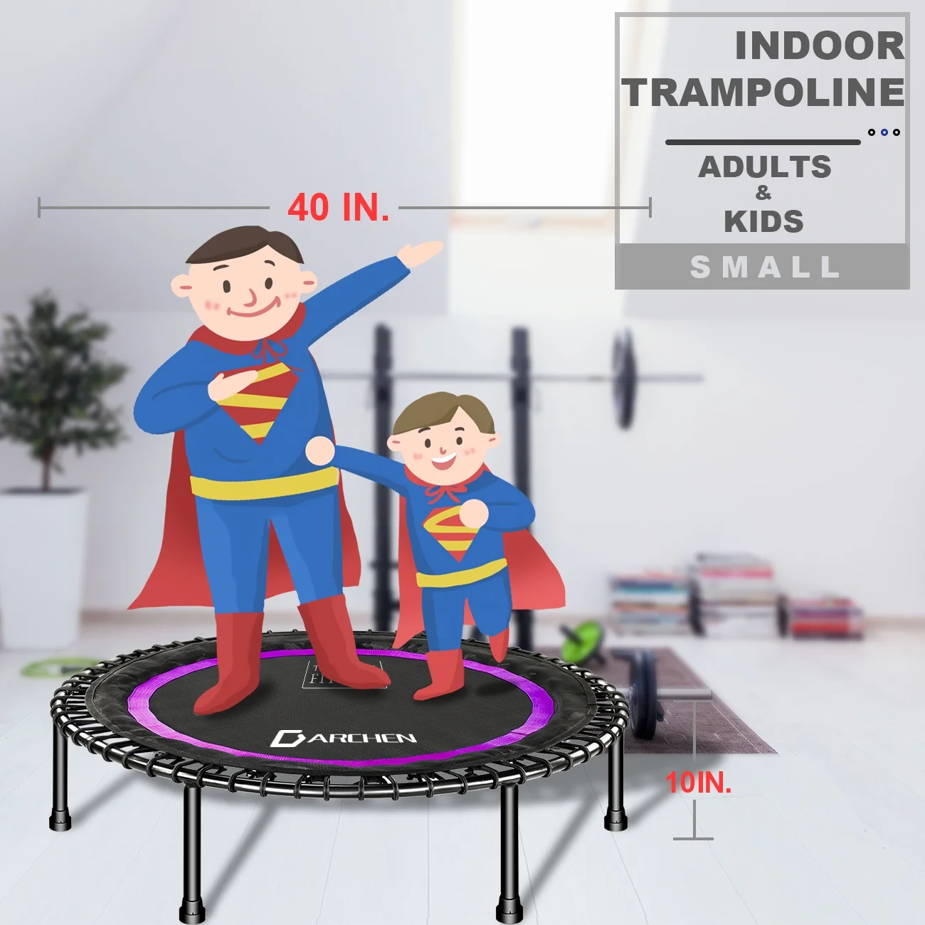 Darchen 450 lbs Mini Trampoline for Adults, Indoor Small Rebounder Exercise Trampoline for Workout Fitness for Quiet and Safely Cushioned Bounce, [40 Inch]