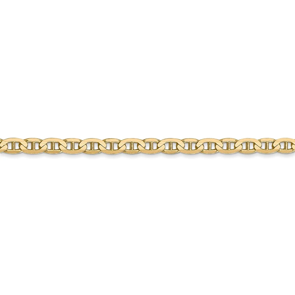 Leslie's Real 14kt Yellow Gold 3mm Concave Anchor Chain; 22 inch; Lobster Clasp; for Adults and Teens; for Women and Men