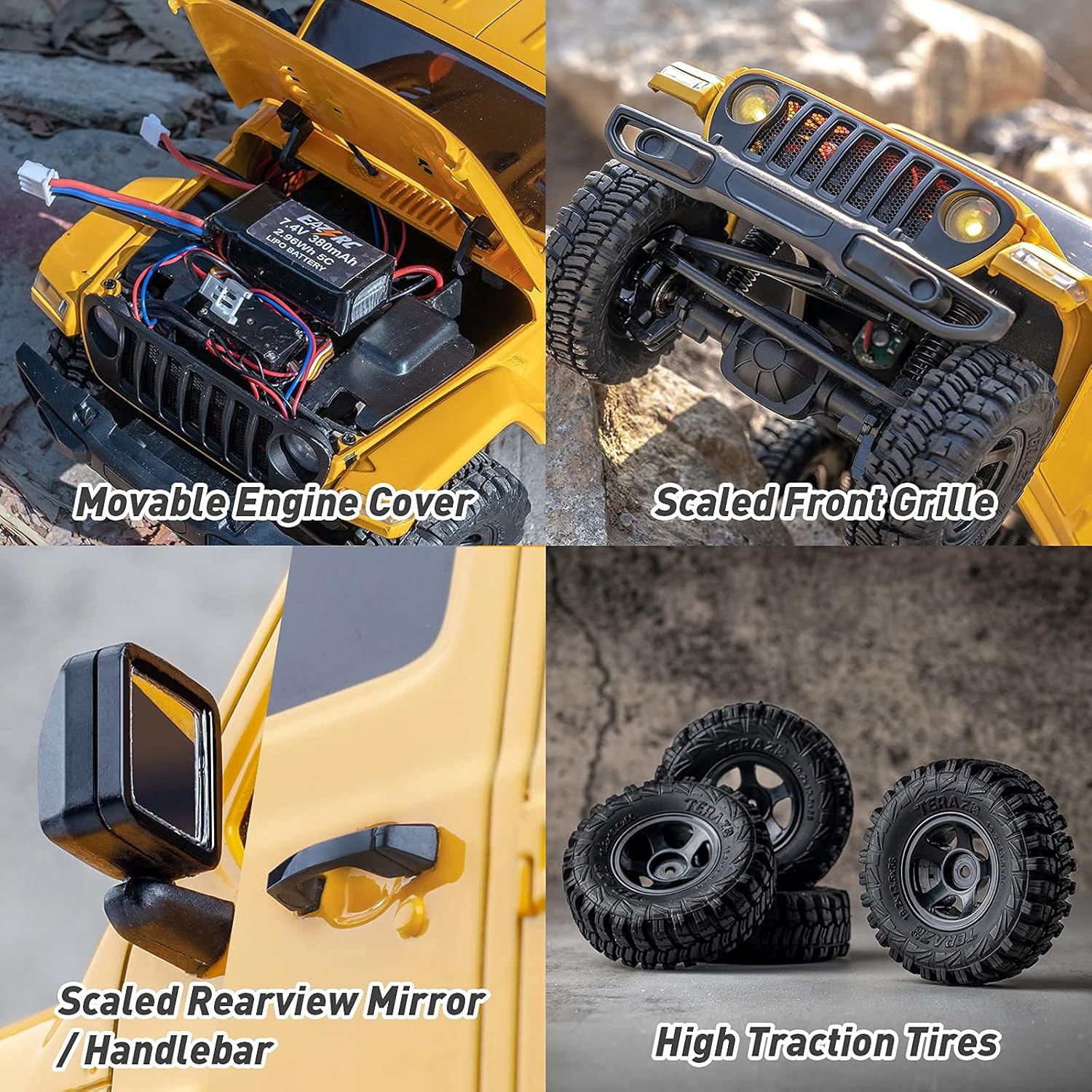 WOWRC x RocHobby RC Crawler,1/18 Scale RC Rock Crawler 4x4, RTR Off Road RC Truck Cars for Adults, Waterproof All Terrain RC Crawler Kit with Battery Charger, Fire Horse