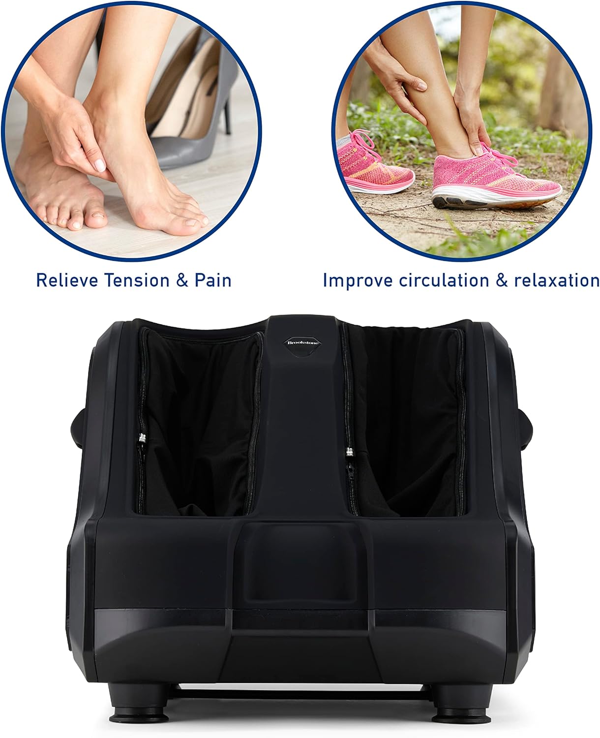Brookstone Shiatsu Foot and Calf Massager with Air Compression and Soothing Heat - 2 Massage Modes, 1 Heat Level, Auto Shut-Off, AC Power