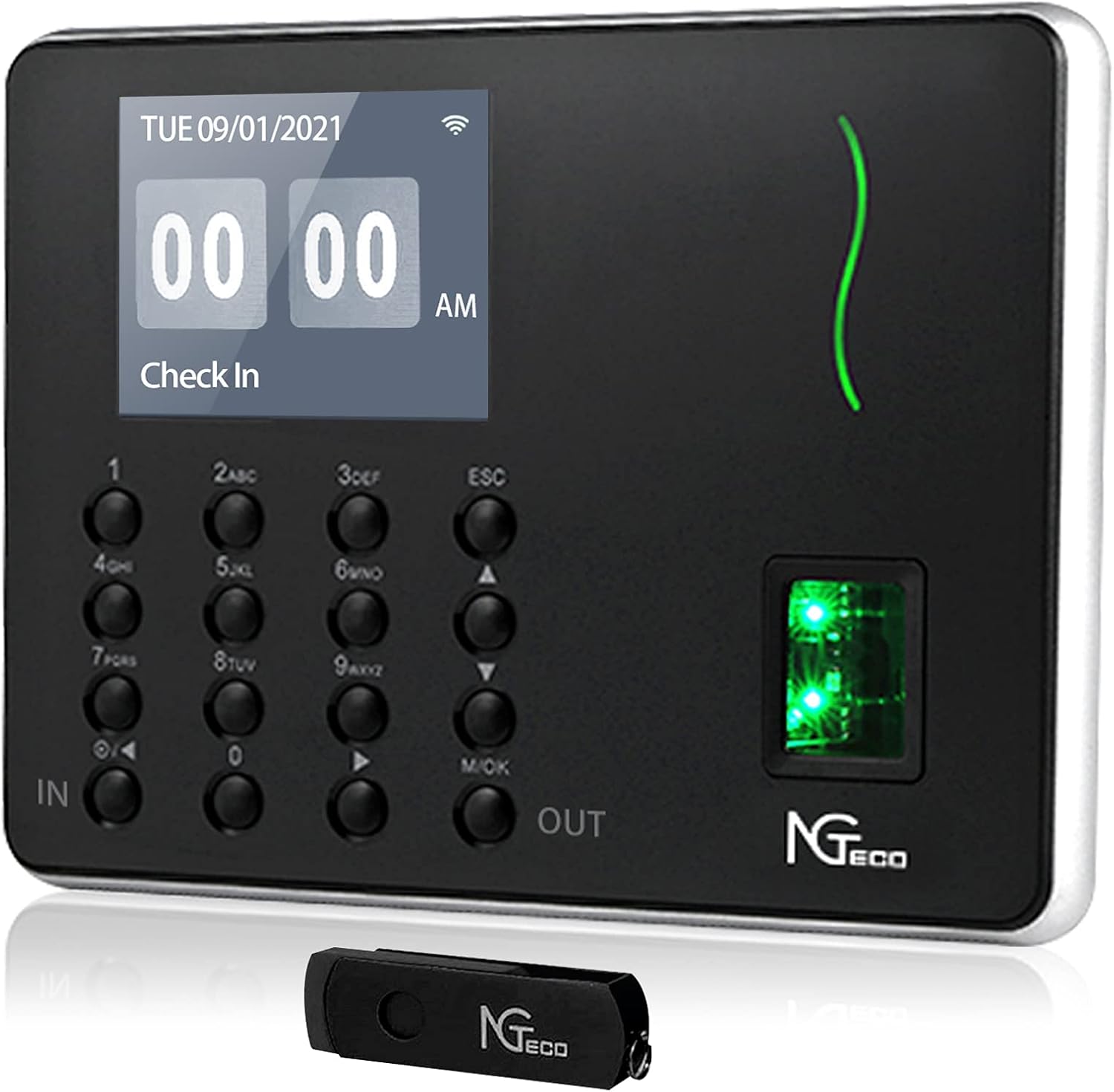 Time Clocks for Employees Small Business, NGTeco W3 WiFi Biometric Fingerprint Time Card Machine, Office Punch Clock Automatic in and Out with APP for iOS Android (0 Monthly Fees)