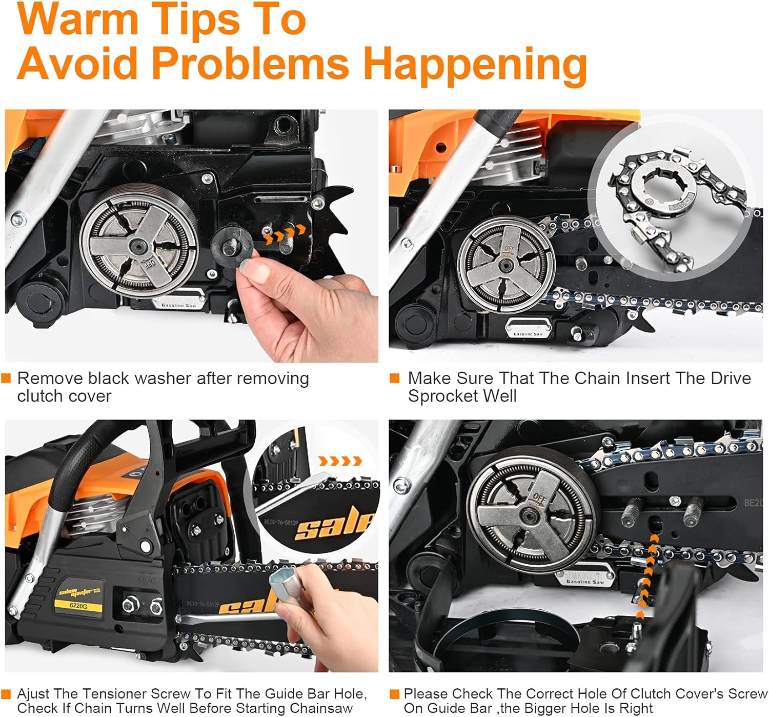 SALEM MASTER Gas Chainsaw 20-Inch Powered Chain Saws 62CC 6220G Petrol Chainsaw 2-Cycle for Trees and Wood Cutting