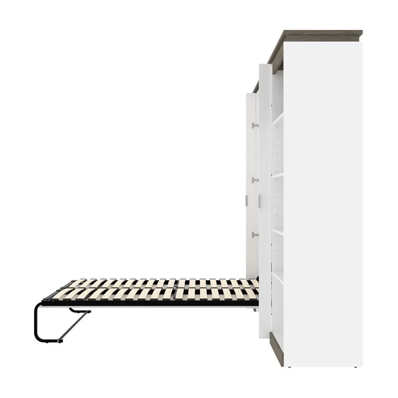 Atlin Designs 118" Modern Wood Full Murphy Bed with 2 Bookcases in White