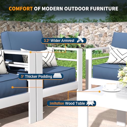 UDPATIO 8 Piece Aluminum Patio Furniture Set, Oversized Modern Outdoor Furniture Set with Olefin Fabric Cushion for Patio Deck Backyard, Dark Grey(with Waterproof Covers)