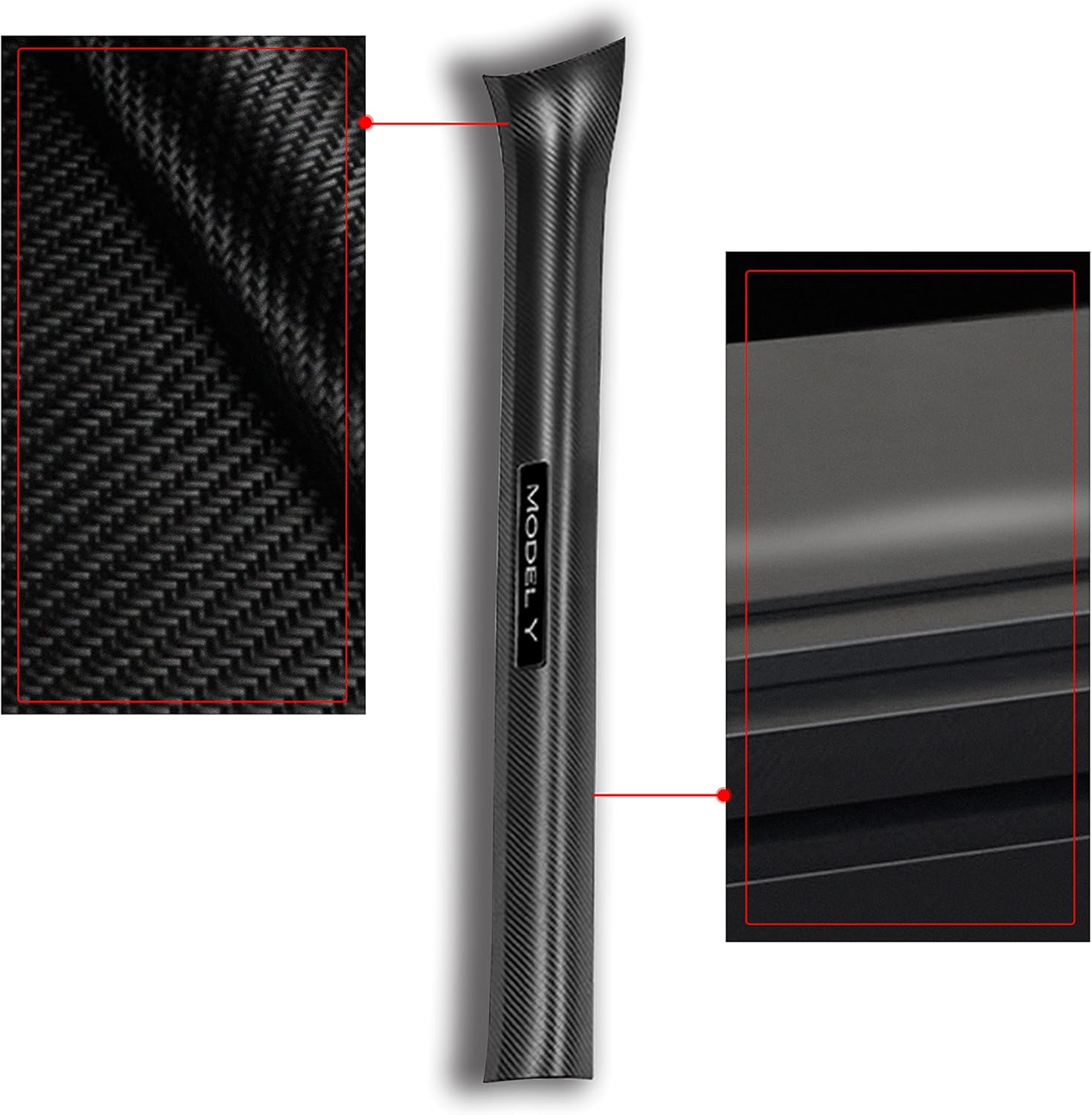 KIKIMO Tesla Model Y Door Sill Protector -Matte Carbon Fiber ABS Door Car Pedal Kick Protection-Tesla Model Y Accessories-Sill Scuff Plate Guard Set Included Front Rear Door Sill