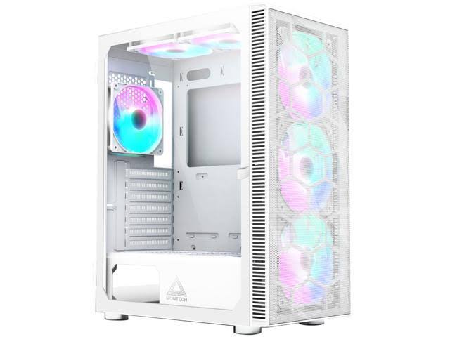 Montech X3 Mesh 6pcs, 3 x 140mmu0026 3 x 120mm Fixed RGB Lighting Fans ATX Mid-Tower PC Gaming Case, Usb3.0, Door Open Tempered