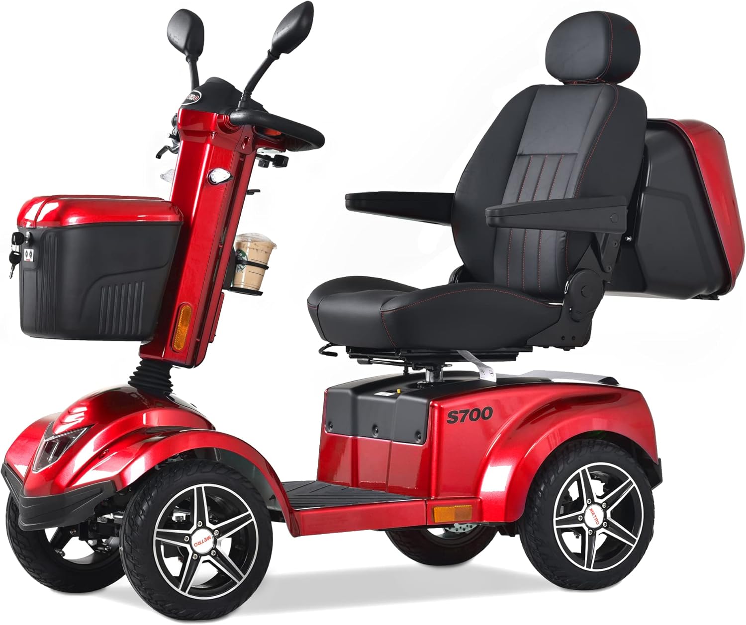 Metro Mobility 4 Wheel Electric Powered Mobility Scooter Compact Travel Lightweight Scooter for Travel,Adults,300 lbs Max Weight,10 Miles Range,Adjustable Seat,Storage Basket,Electromagnetic Braking