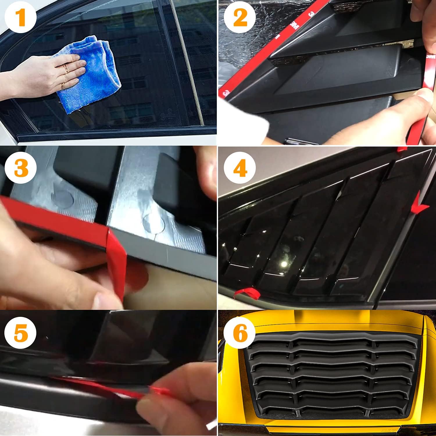 C7 Rear Window Louver Windshield Sunshade Cover for 2014-2019 C7 Corvette Stingray Grand Sport Z51 Z06 ZR1 in GT Lambo Style ABS (Matte Black)